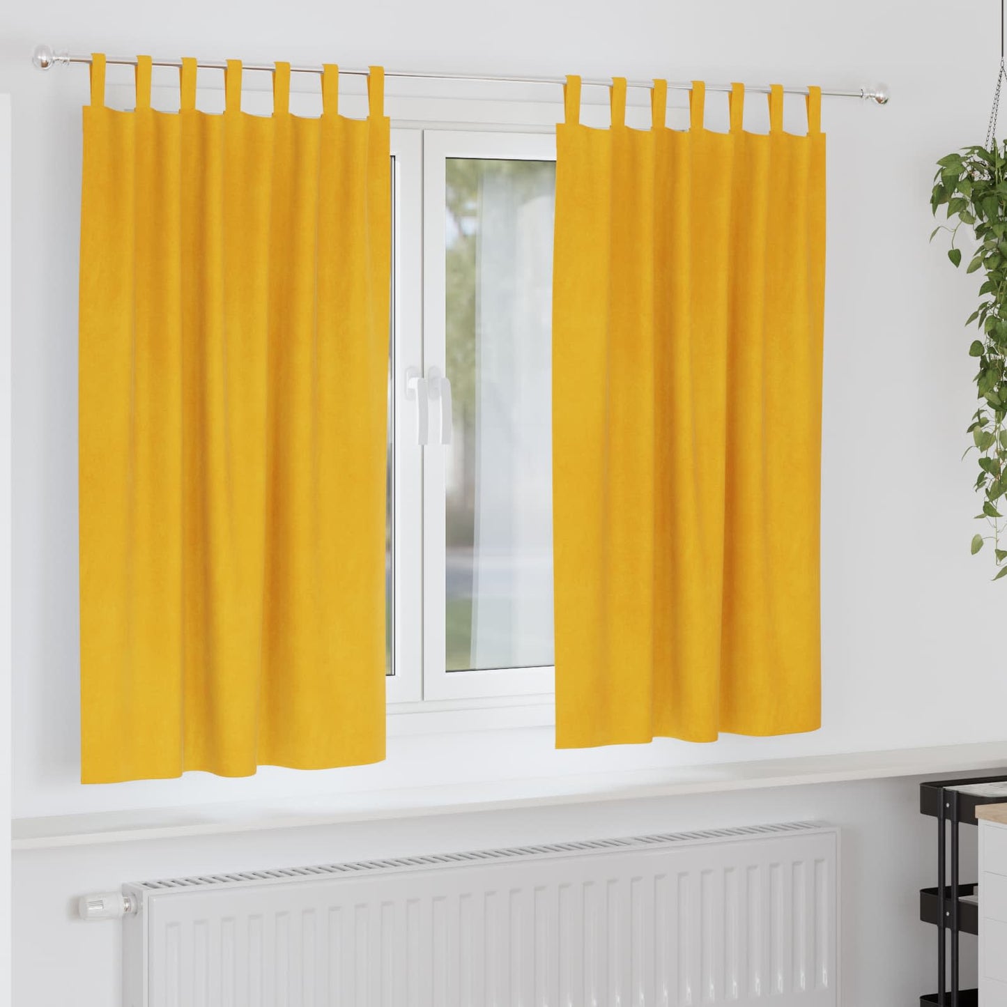 Sötétítő függönyök 2 pcs Mustár sárga 140 x 175 cm Bársony