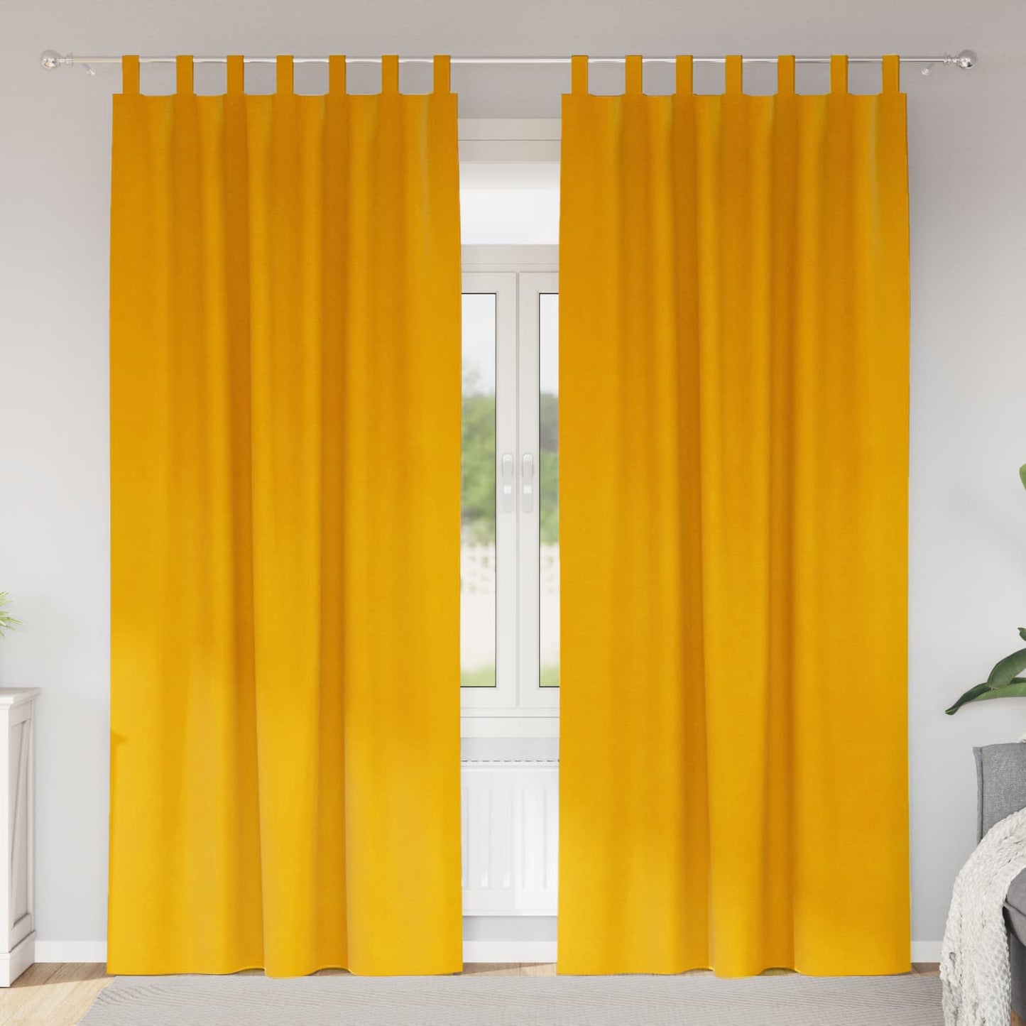 Sötétítő függönyök 2 pcs Mustár sárga 140 x 225 cm Bársony
