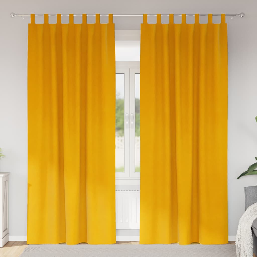 Sötétítő függönyök 2 pcs Mustár sárga 140 x 260 cm Bársony