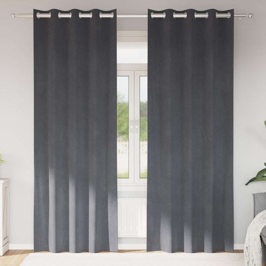 Sötétítő függönyök 2 pcs Világosszürke 140 x 245 cm Bársony