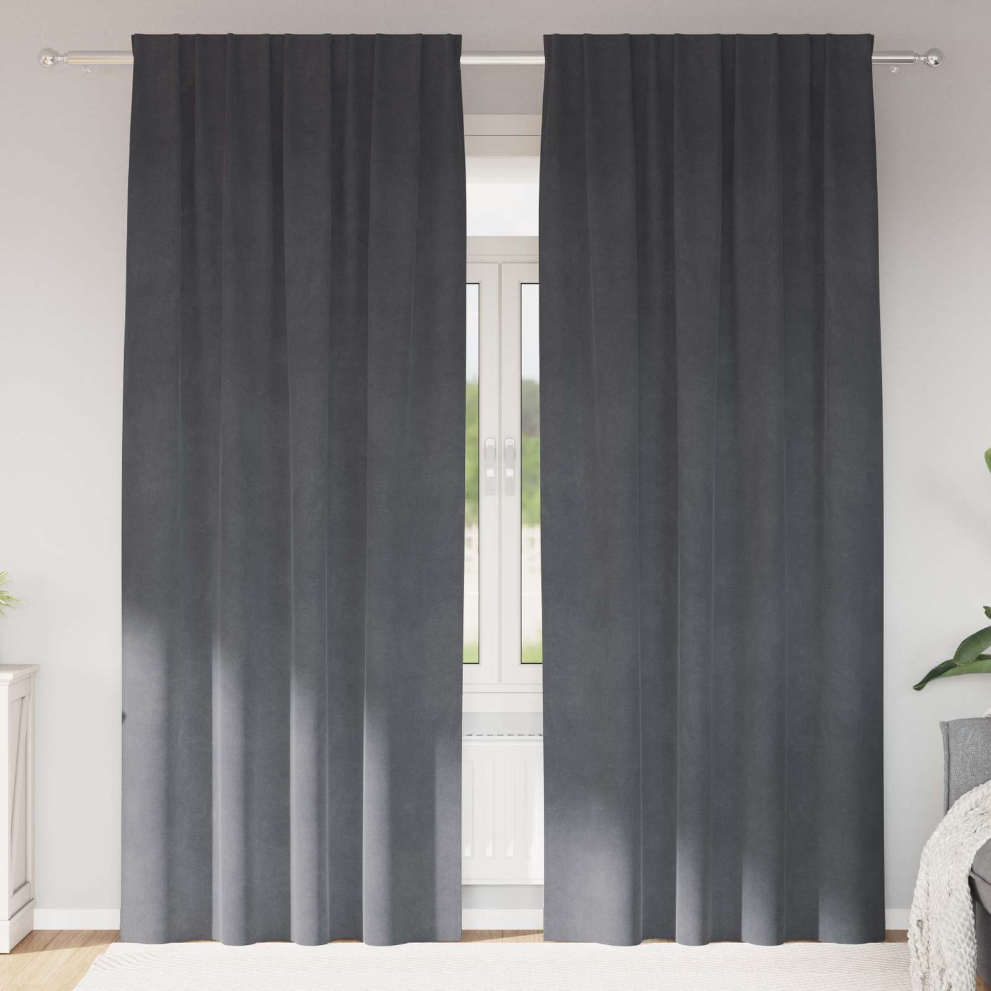 Sötétítő függönyök 2 pcs Világosszürke 140 x 225 cm Bársony