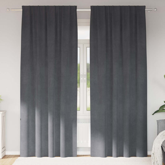 Sötétítő függönyök 2 pcs Világosszürke 140 x 260 cm Bársony