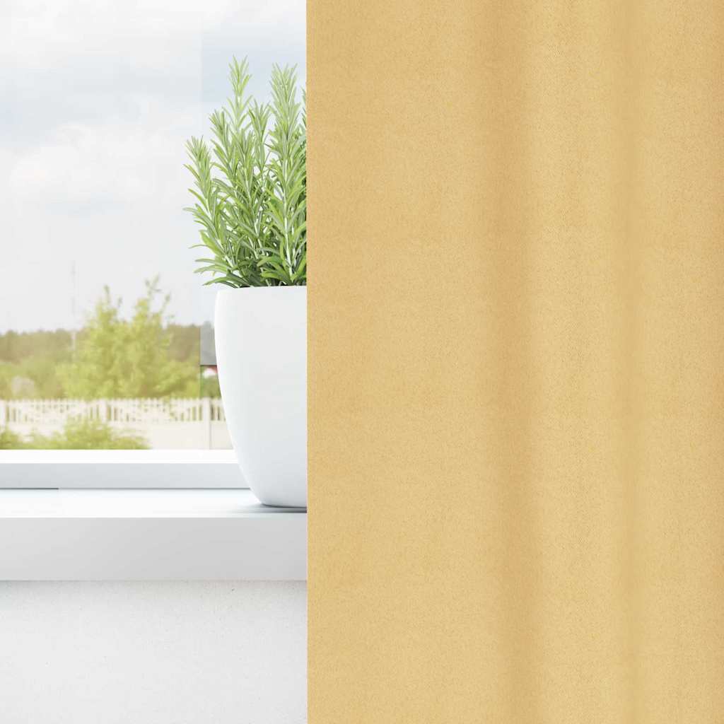 Fekete Függöny Gyűrűkkel 2 db Bézs 140 x 140 cm Poliészter