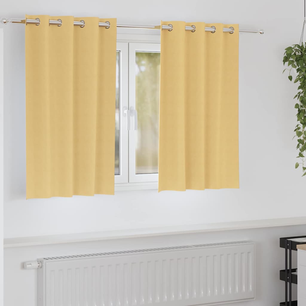 Fekete Függöny Gyűrűkkel 2 db Bézs 140 x 140 cm Poliészter