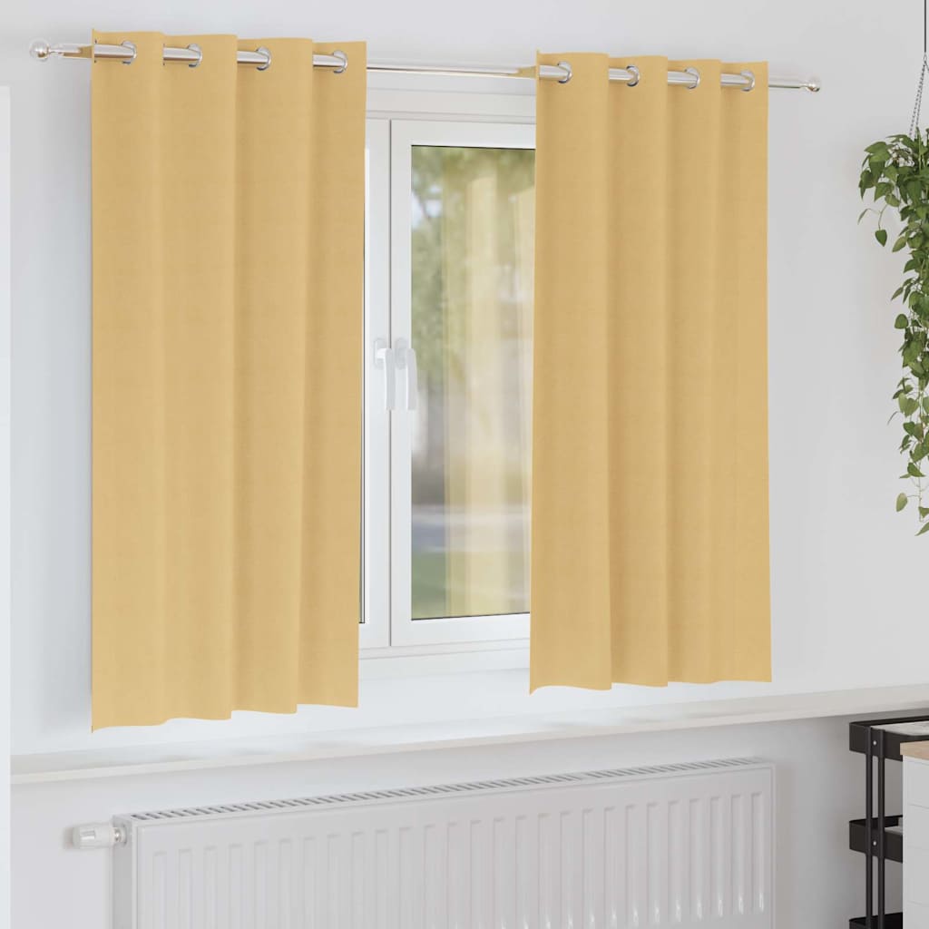Fekete Függöny Gyűrűkkel 2 db Bézs 175 x 140 cm Poliészter