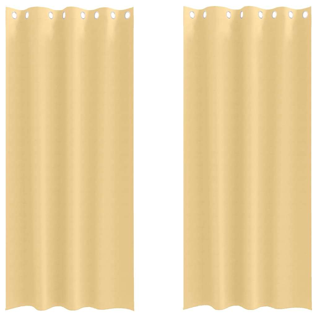 Fekete Függöny Gyűrűkkel 2 db Bézs 225 x 140 cm Poliészter