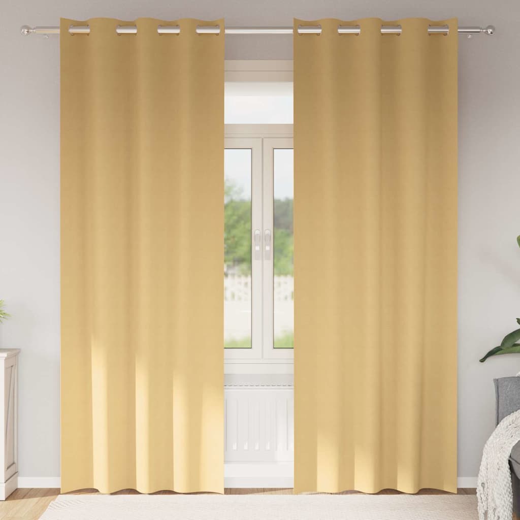 Fekete Függöny Gyűrűkkel 2 db Bézs 245 x 140 cm Poliészter