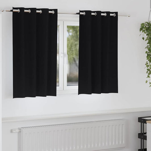Fekete Függöny Gyűrűkkel 2 pcs Fekete 140 x 140 cm Poliészter