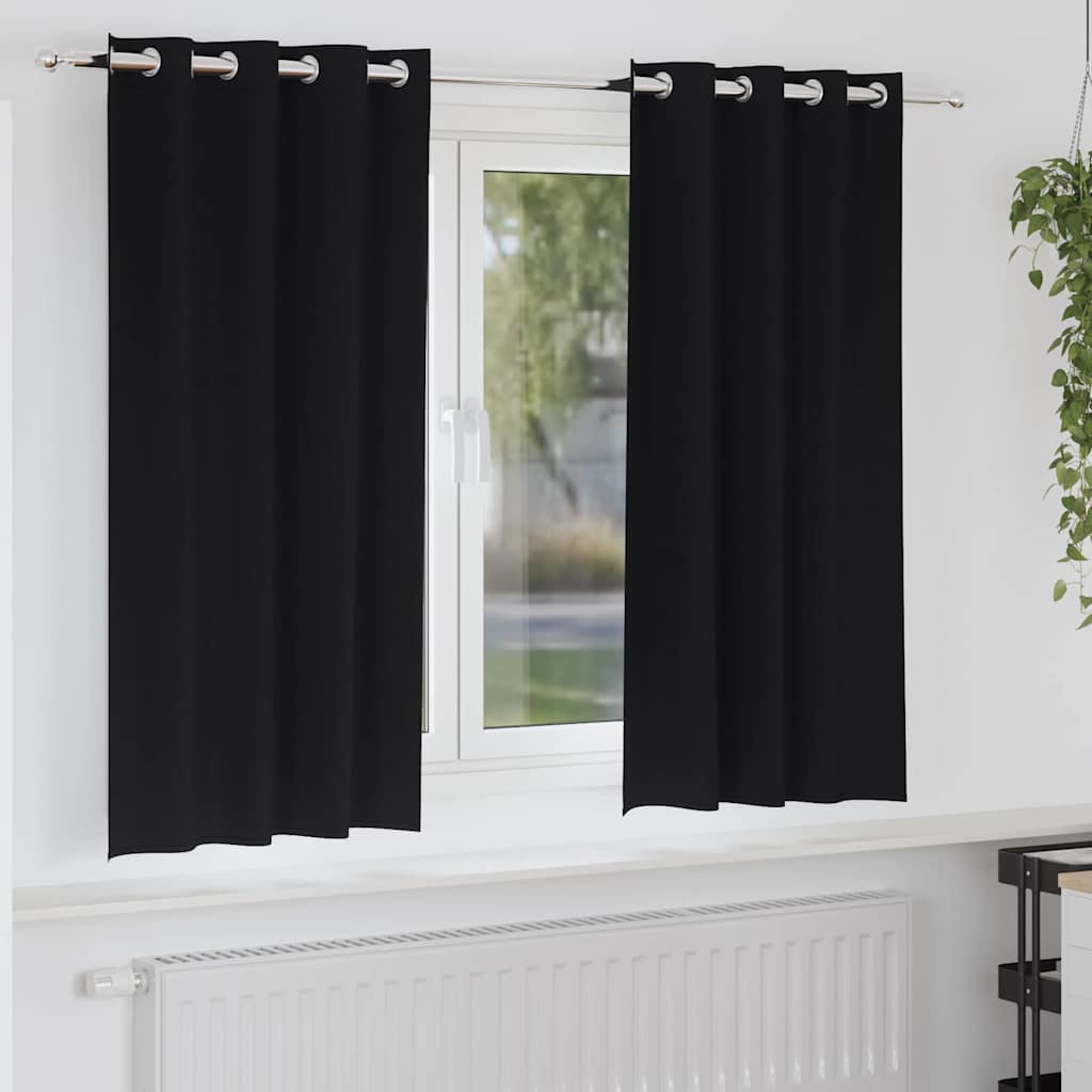 Fekete Függöny Gyűrűkkel 2 db Fekete 175 x 140 cm Poliészter