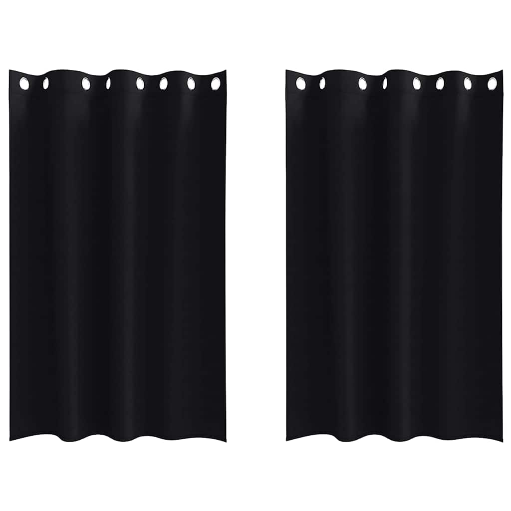Fekete Függöny Gyűrűkkel 2 db Fekete 175 x 140 cm Poliészter