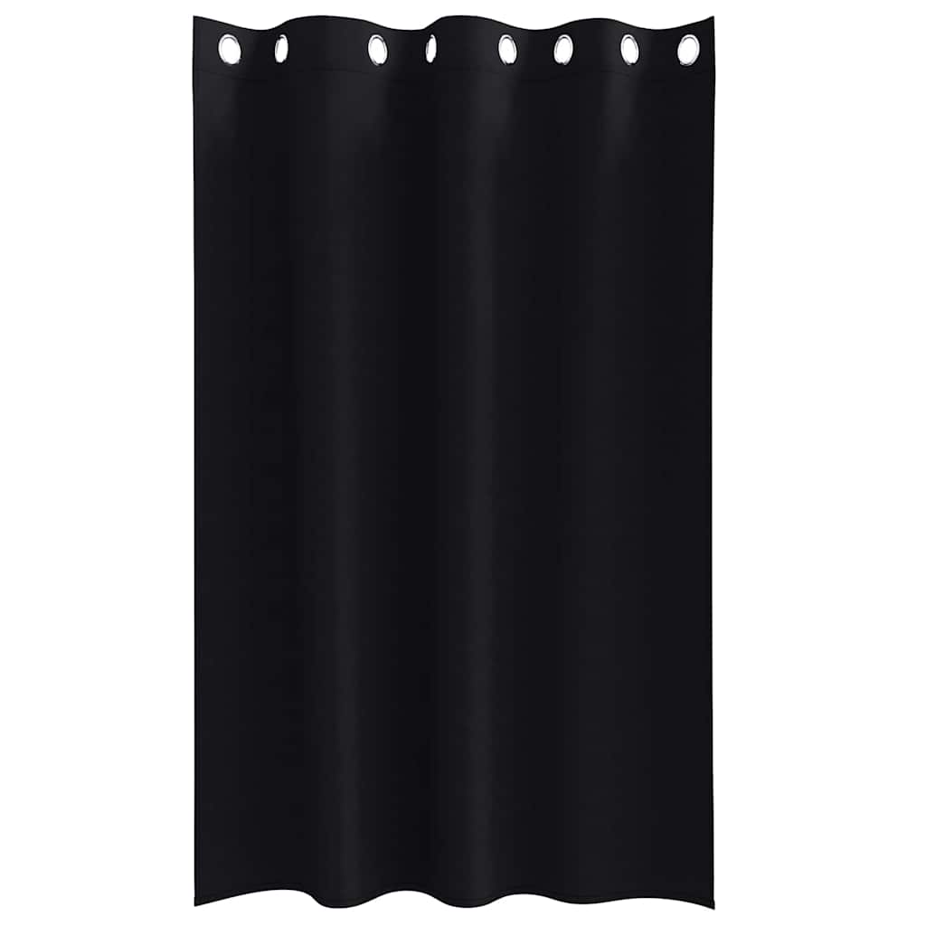 Fekete Függöny Gyűrűkkel 2 db Fekete 175 x 140 cm Poliészter