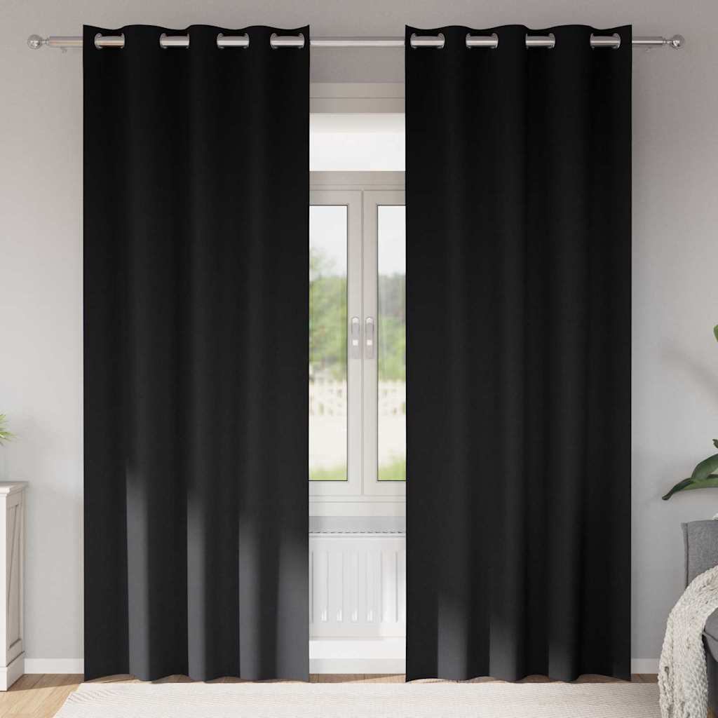 Fekete Függöny Gyűrűkkel 2 db Fekete 260 x 140 cm Poliészter