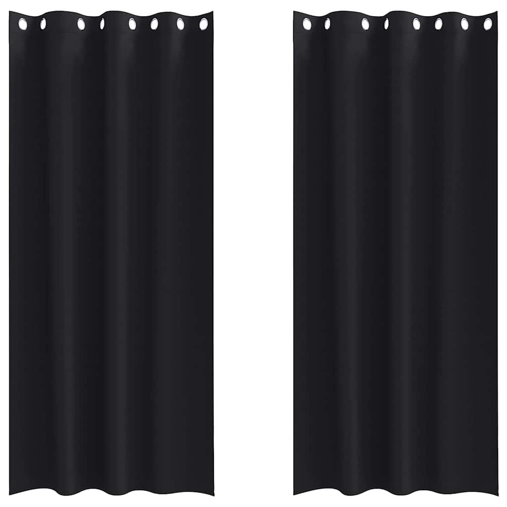 Fekete Függöny Gyűrűkkel 2 db Fekete 260 x 140 cm Poliészter