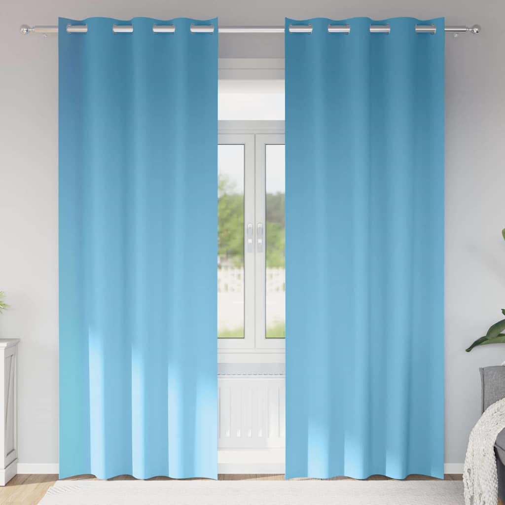 Fekete Függöny Gyűrűkkel 2 db Világoskék 245 x 140 cm