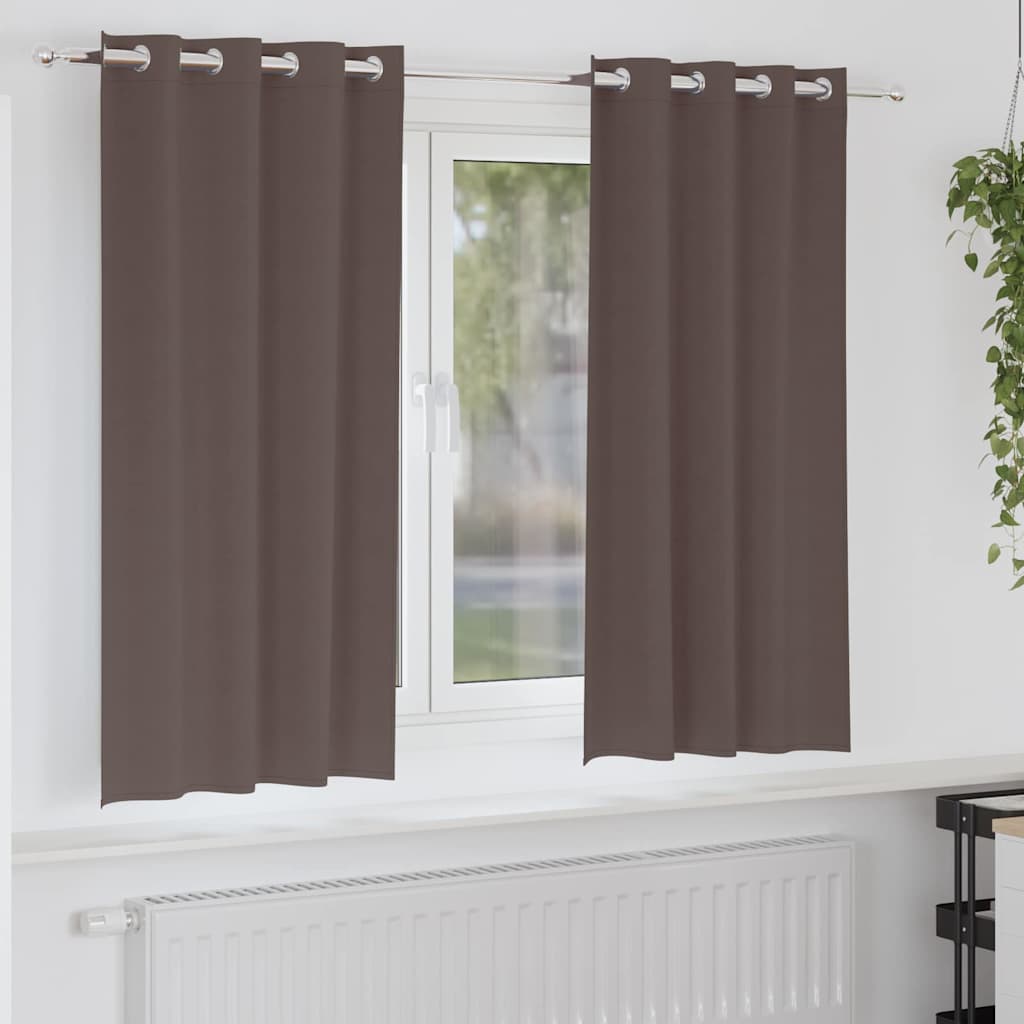 Fekete Függöny Gyűrűkkel 2 db Sötét Barna 175 x 140 cm