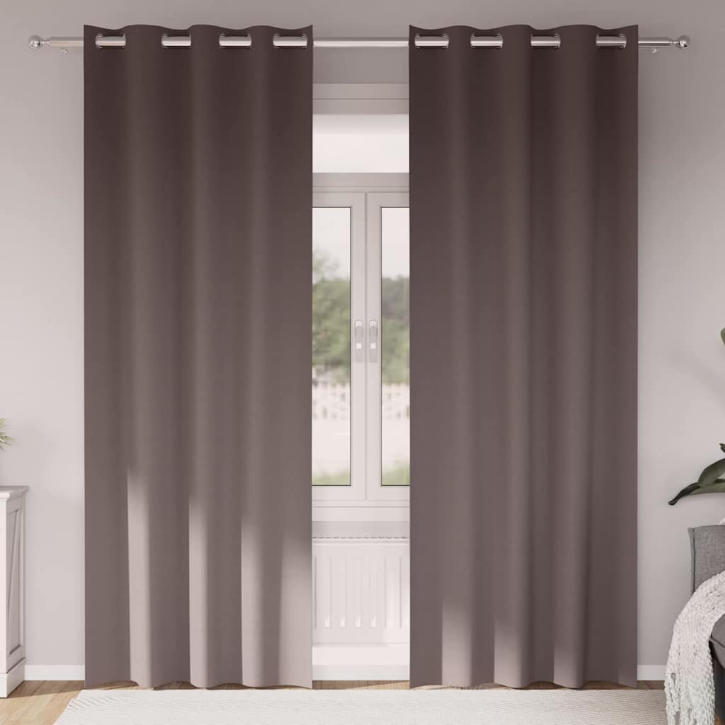 Fekete Függöny Gyűrűkkel 2 db Sötét Barna 225 x 140 cm