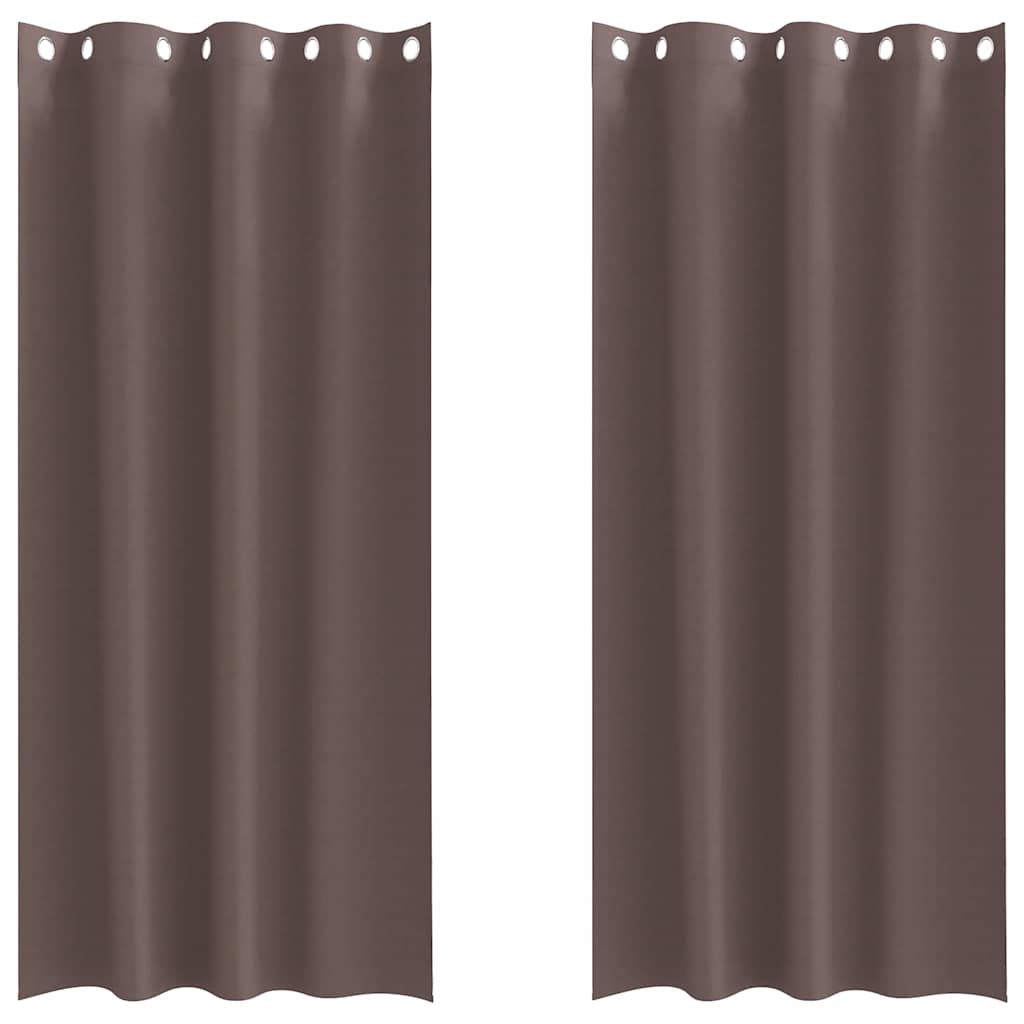 Fekete Függöny Gyűrűkkel 2 db Sötét Barna 225 x 140 cm