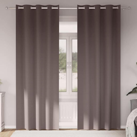 Fekete Függöny Gyűrűkkel 2 pcs Sötét Barna 260 x 140 cm