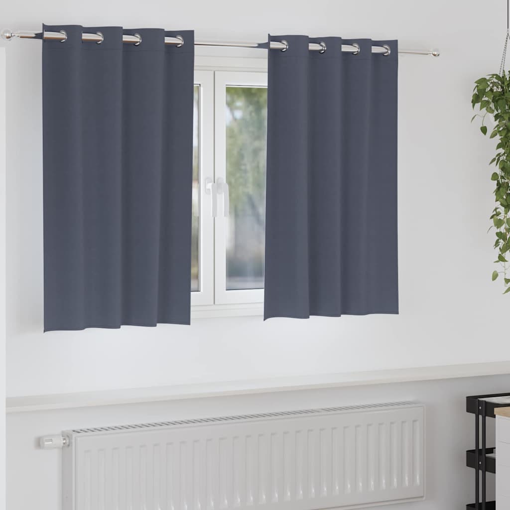 Fekete Függöny Gyűrűkkel 2 pcs Antracit 140 x 140 cm Poliészter