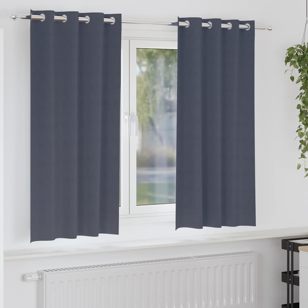 Fekete Függöny Gyűrűkkel 2 db Antracitszürke 175 x 140 cm