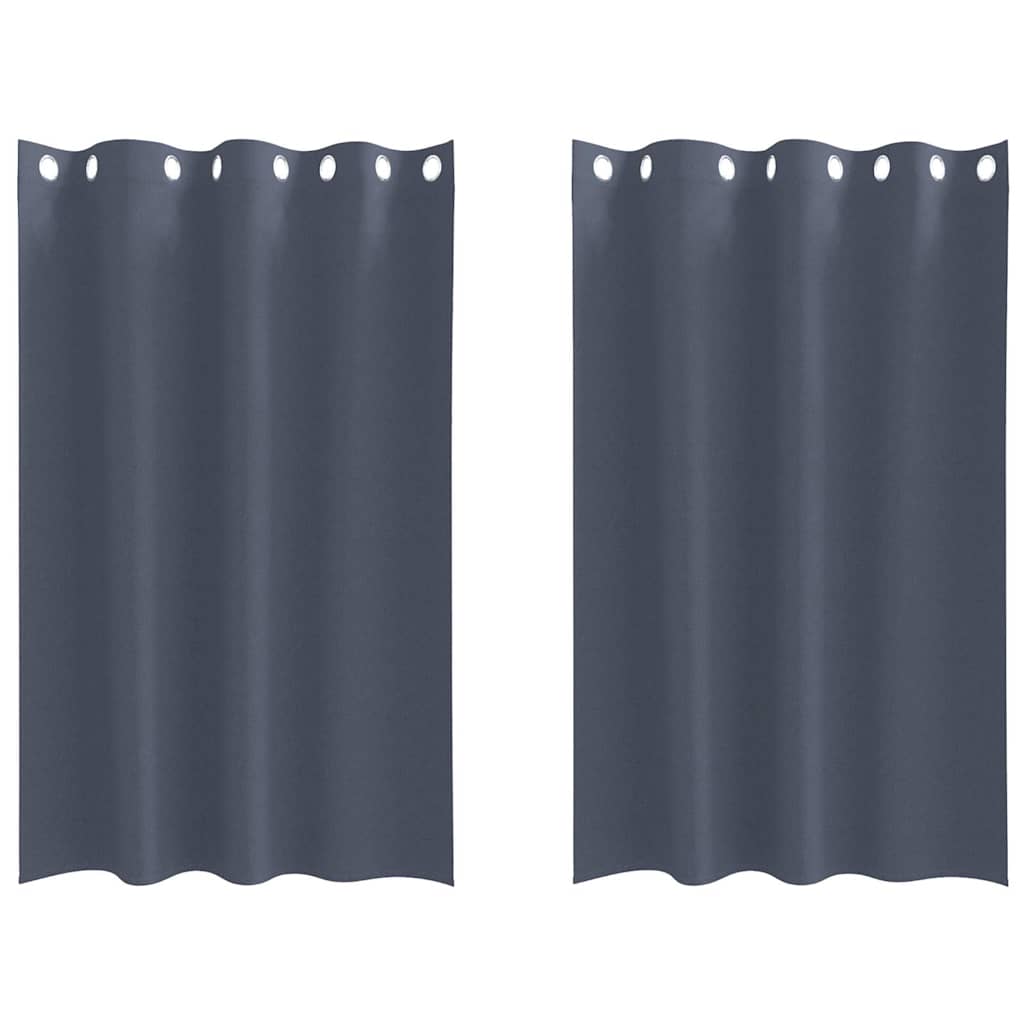 Fekete Függöny Gyűrűkkel 2 db Antracitszürke 175 x 140 cm
