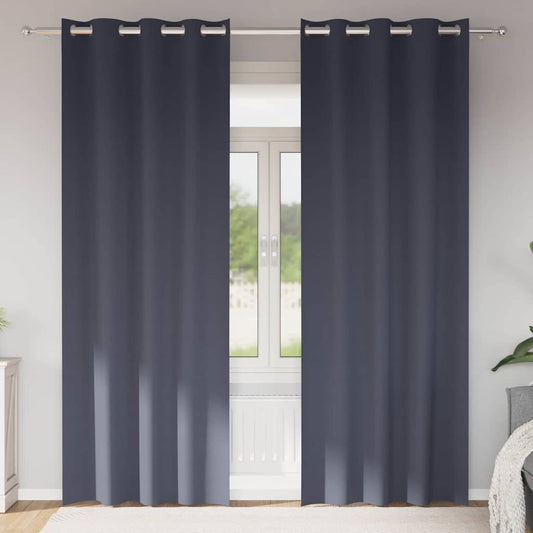 Fekete Függöny Gyűrűkkel 2 pcs Antracit 245 x 140 cm Poliészter