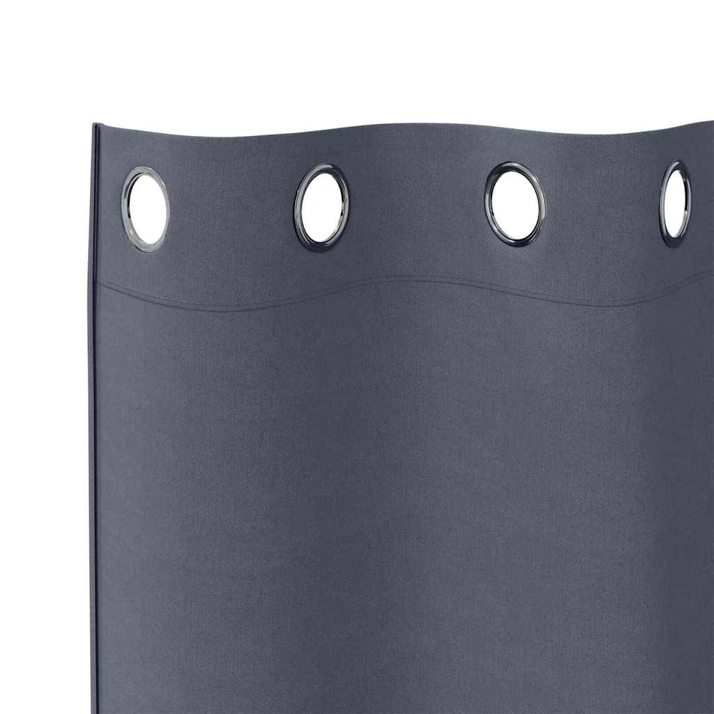 Fekete Függöny Gyűrűkkel 2 db Antracitszürke 260 x 140 cm