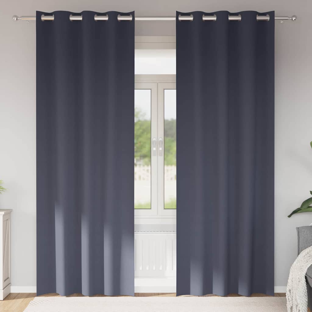 Fekete Függöny Gyűrűkkel 2 db Antracitszürke 260 x 140 cm