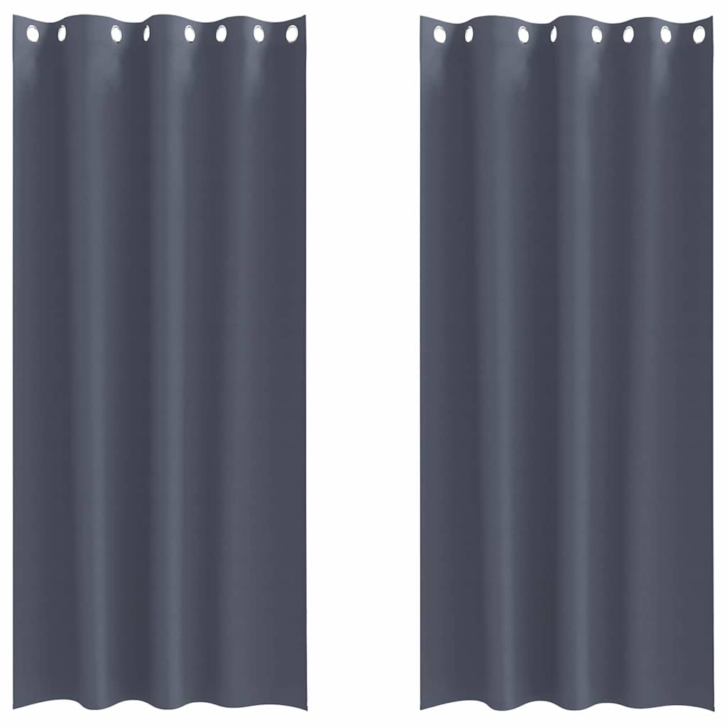 Fekete Függöny Gyűrűkkel 2 db Antracitszürke 260 x 140 cm