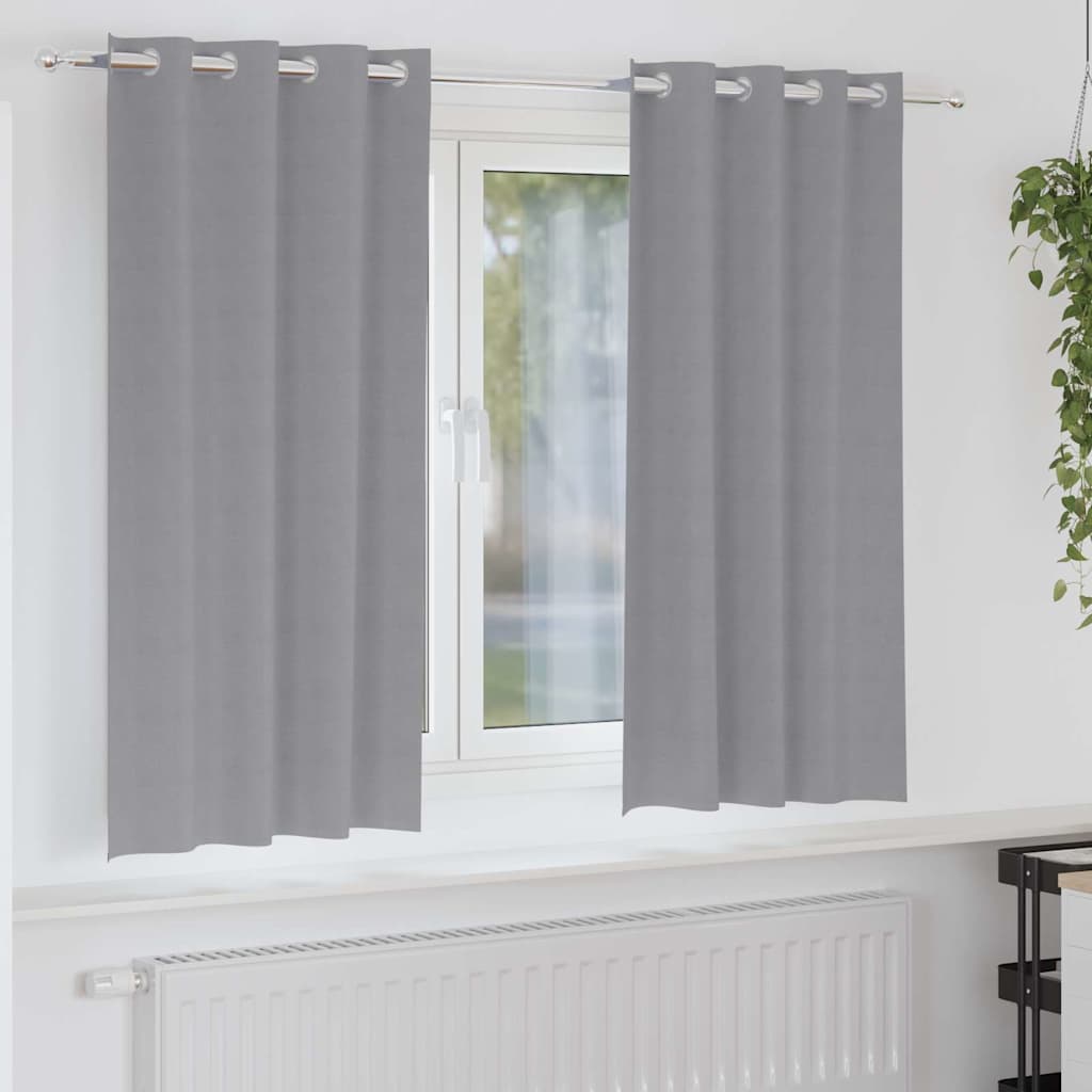 Fekete Függöny Gyűrűkkel 2 db Világosszürke 175 x 140 cm