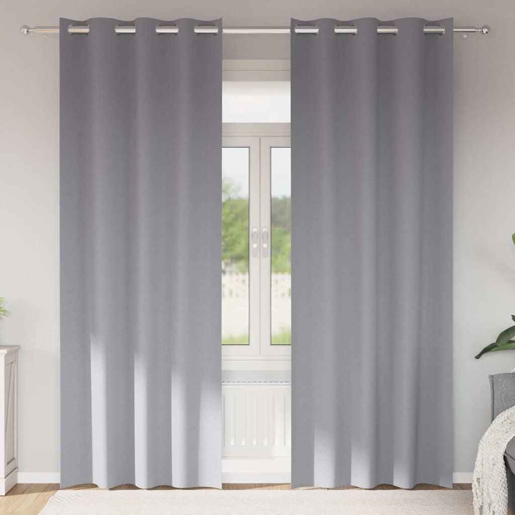 Fekete Függöny Gyűrűkkel 2 db Világosszürke 225 x 140 cm