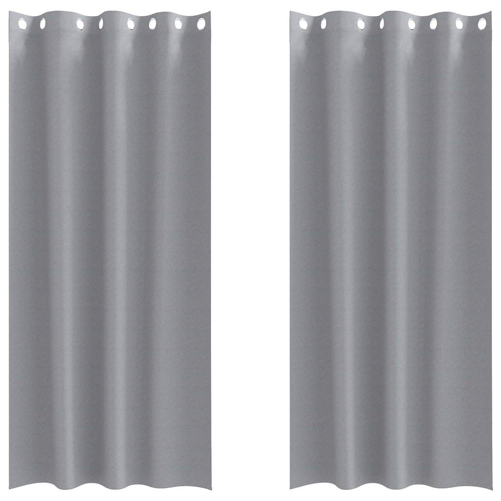 Fekete Függöny Gyűrűkkel 2 db Világosszürke 225 x 140 cm