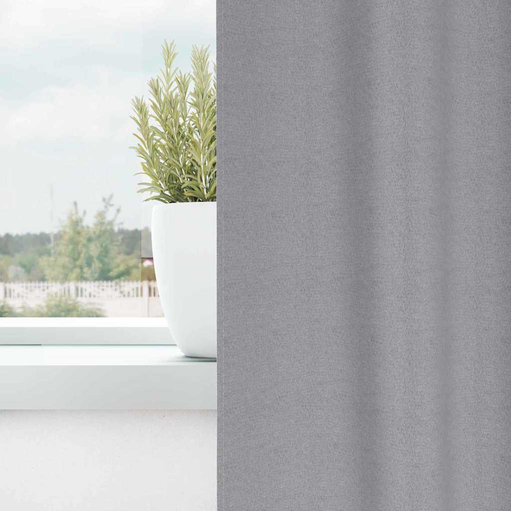 Fekete Függöny Gyűrűkkel 2 db Világosszürke 245 x 140 cm