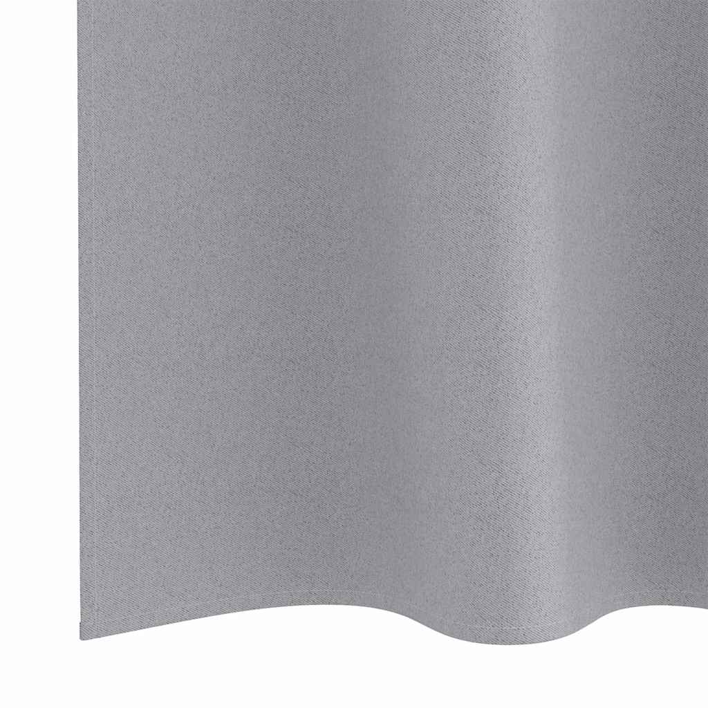 Fekete Függöny Gyűrűkkel 2 db Világosszürke 260 x 140 cm
