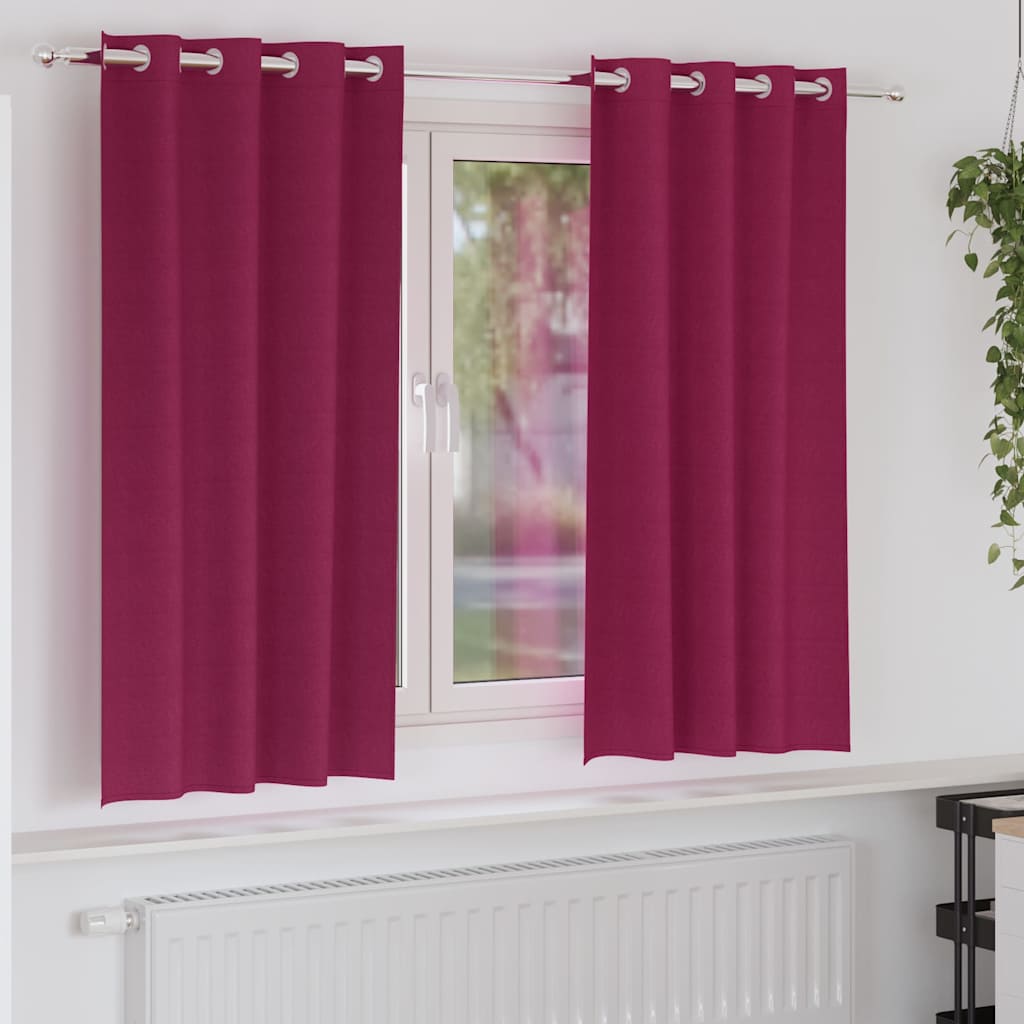 Fekete Függöny Gyűrűkkel 2 db Bordó 175 x 140 cm Poliészter