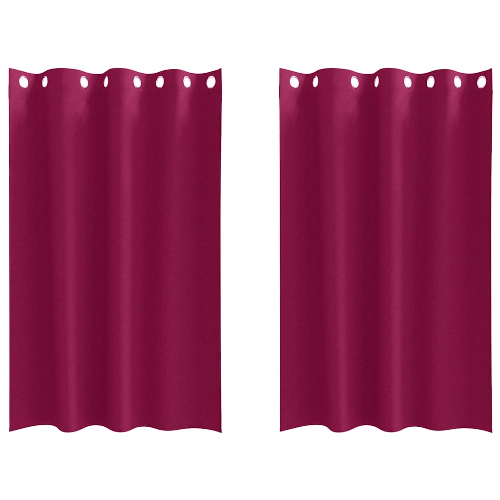 Fekete Függöny Gyűrűkkel 2 db Bordó 175 x 140 cm Poliészter
