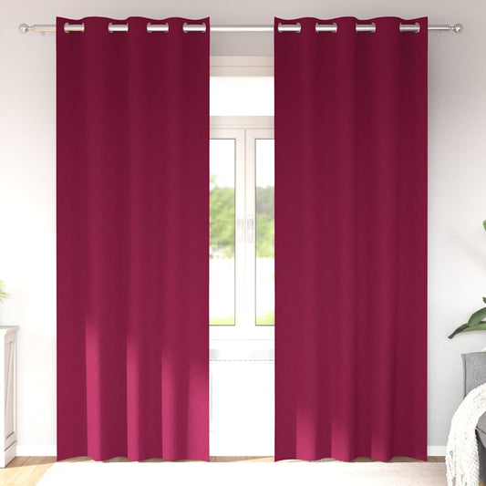 Fekete Függöny Gyűrűkkel 2 pcs Bordó 225 x 140 cm Poliészter