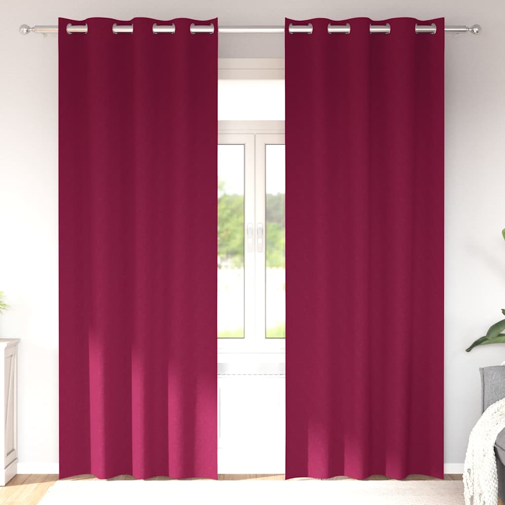 Fekete Függöny Gyűrűkkel 2 db Bordó 245 x 140 cm Poliészter