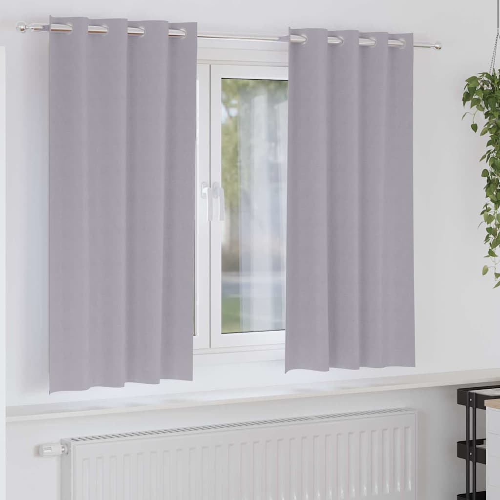 Fekete Függöny Gyűrűkkel 2 db Fém Szürke 175 x 140 cm