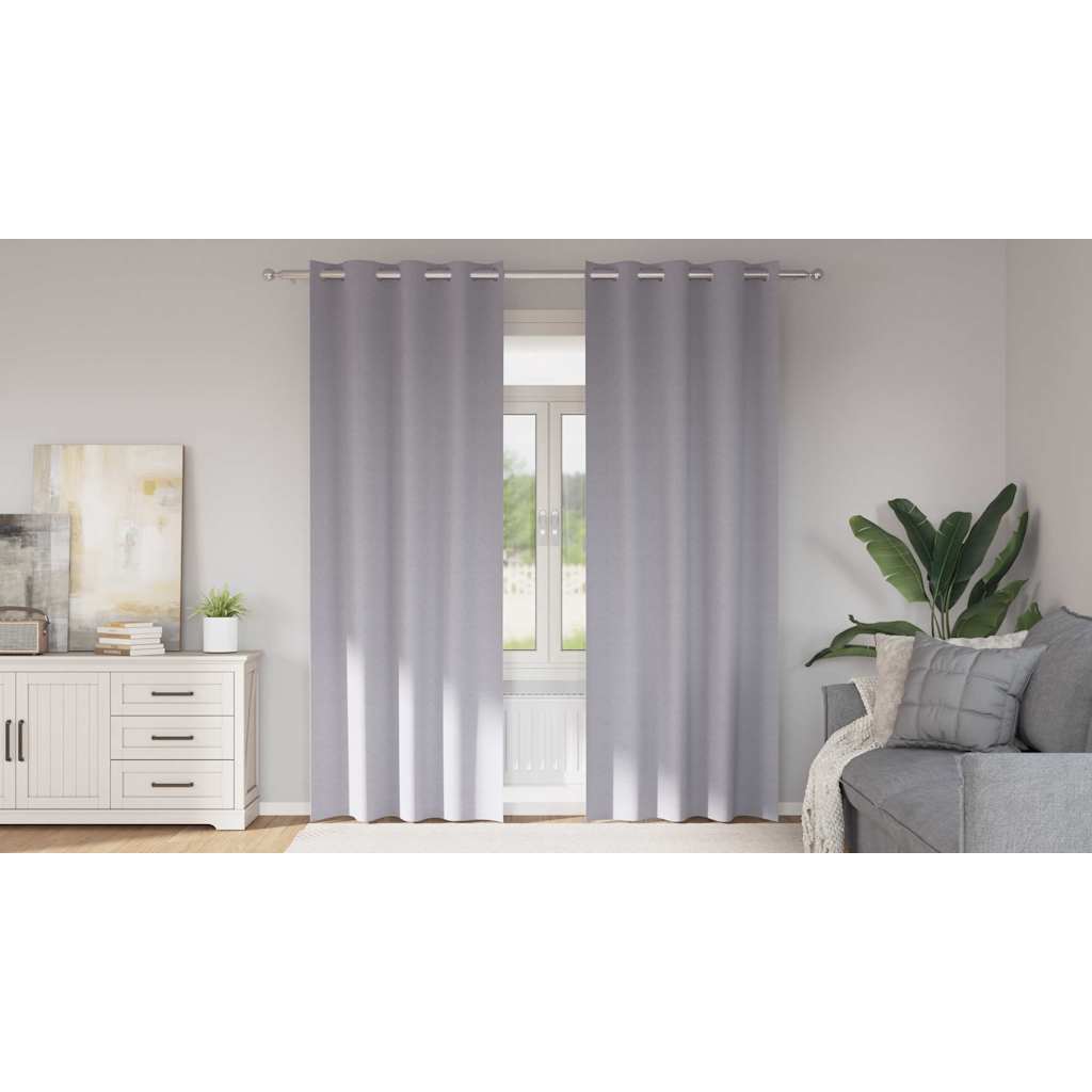 Fekete Függöny Gyűrűkkel 2 db Fém Szürke 245 x 140 cm