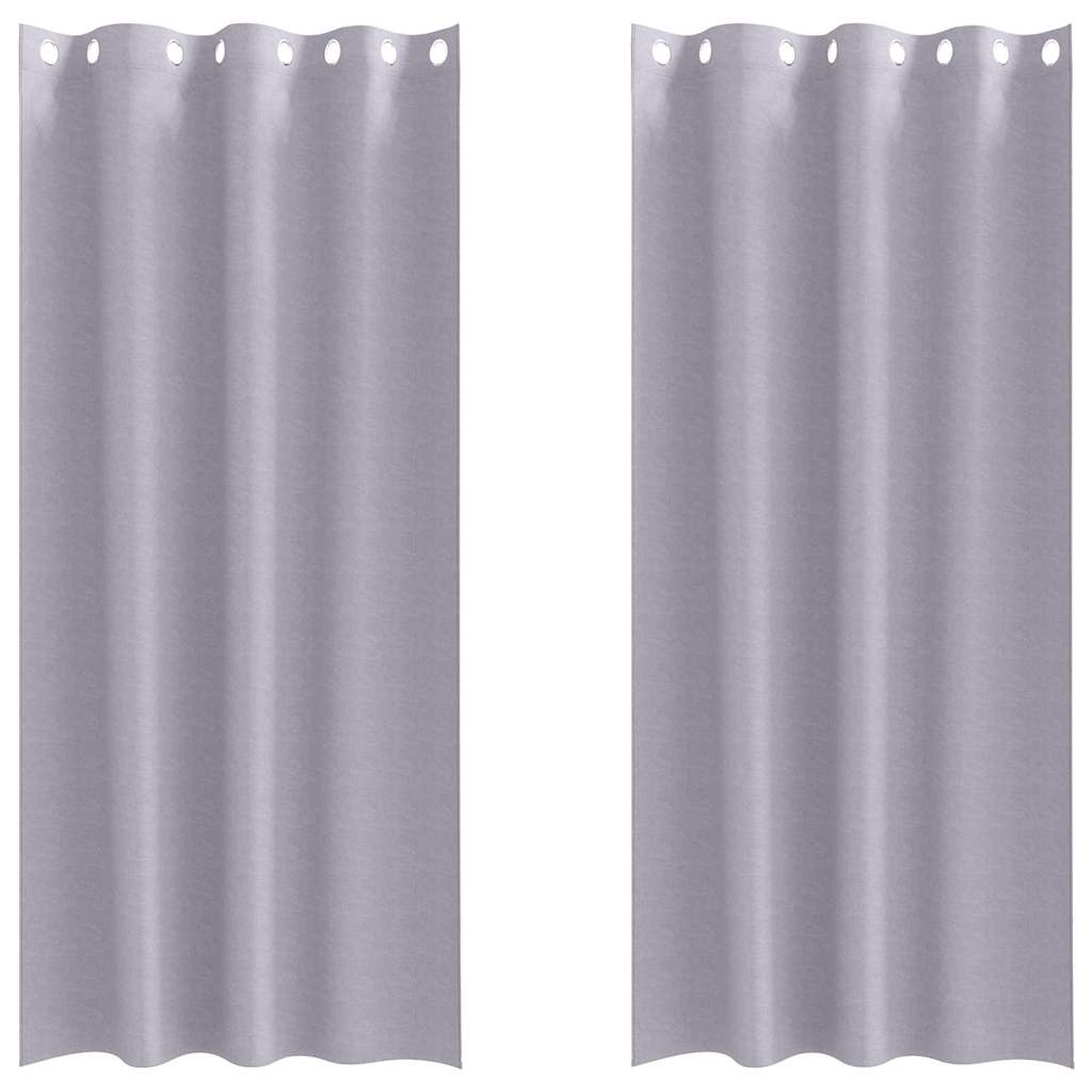 Fekete Függöny Gyűrűkkel 2 db Fém Szürke 245 x 140 cm