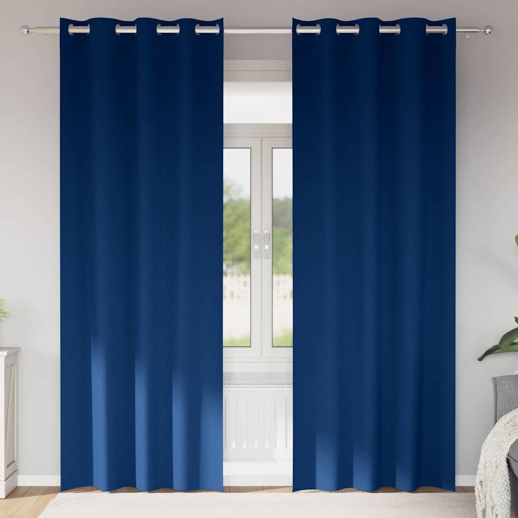 Fekete Függöny Gyűrűkkel 2 db Sötét kék 260 x 140 cm Poliészter