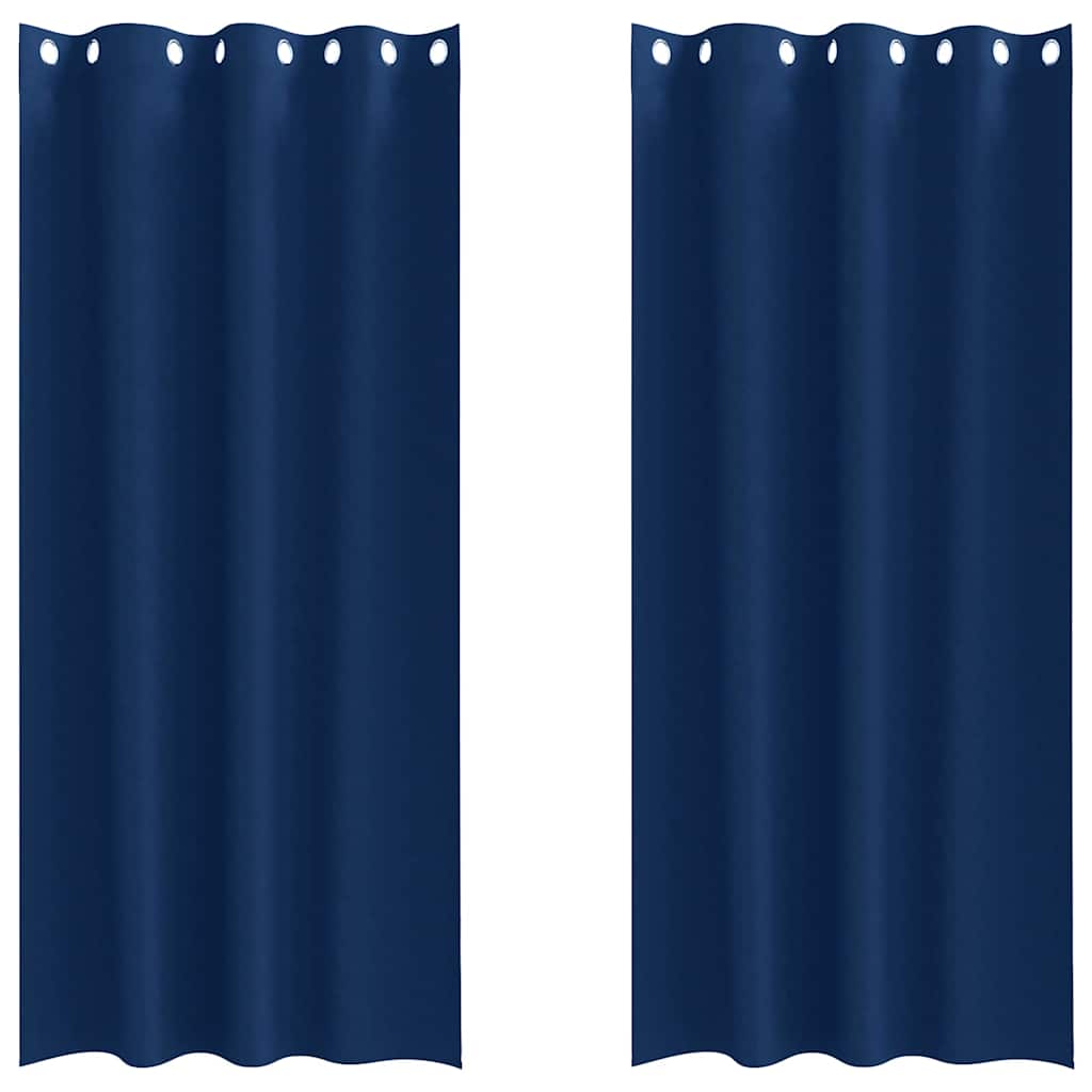Fekete Függöny Gyűrűkkel 2 db Sötét kék 260 x 140 cm Poliészter