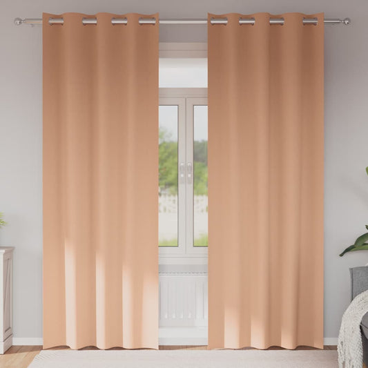 Fekete Függöny Gyűrűkkel 2 pcs Világos Barna 245 x 140 cm