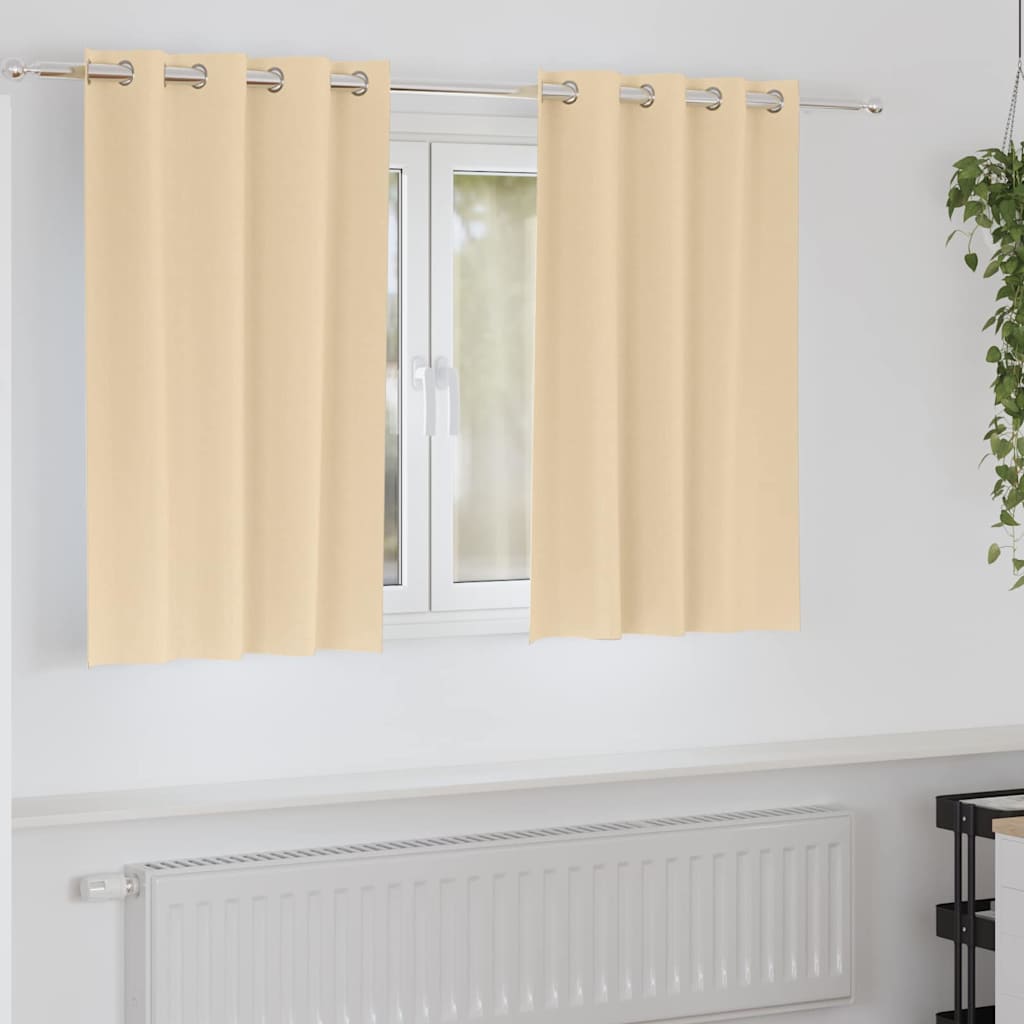 Fekete Függöny Gyűrűkkel 2 db Krémszínű 140 x 140 cm Poliészter