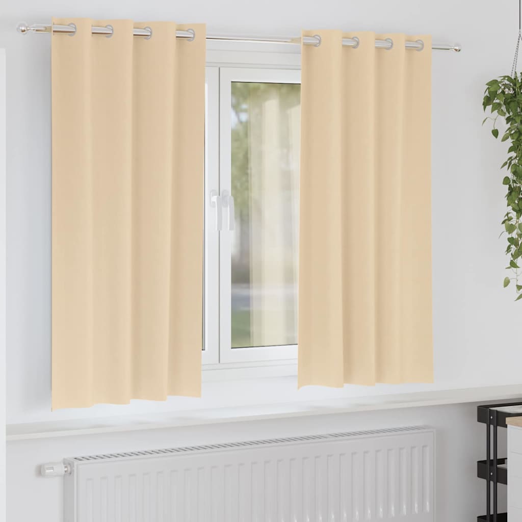 Fekete Függöny Gyűrűkkel 2 db Krémszínű 175 x 140 cm Poliészter