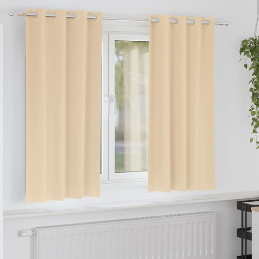 Fekete Függöny Gyűrűkkel 2 pcs Krém 175 x 140 cm Poliészter