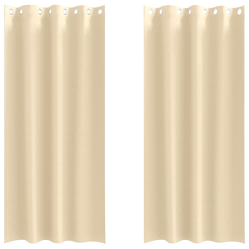 Fekete Függöny Gyűrűkkel 2 db Krémszínű 260 x 140 cm Poliészter