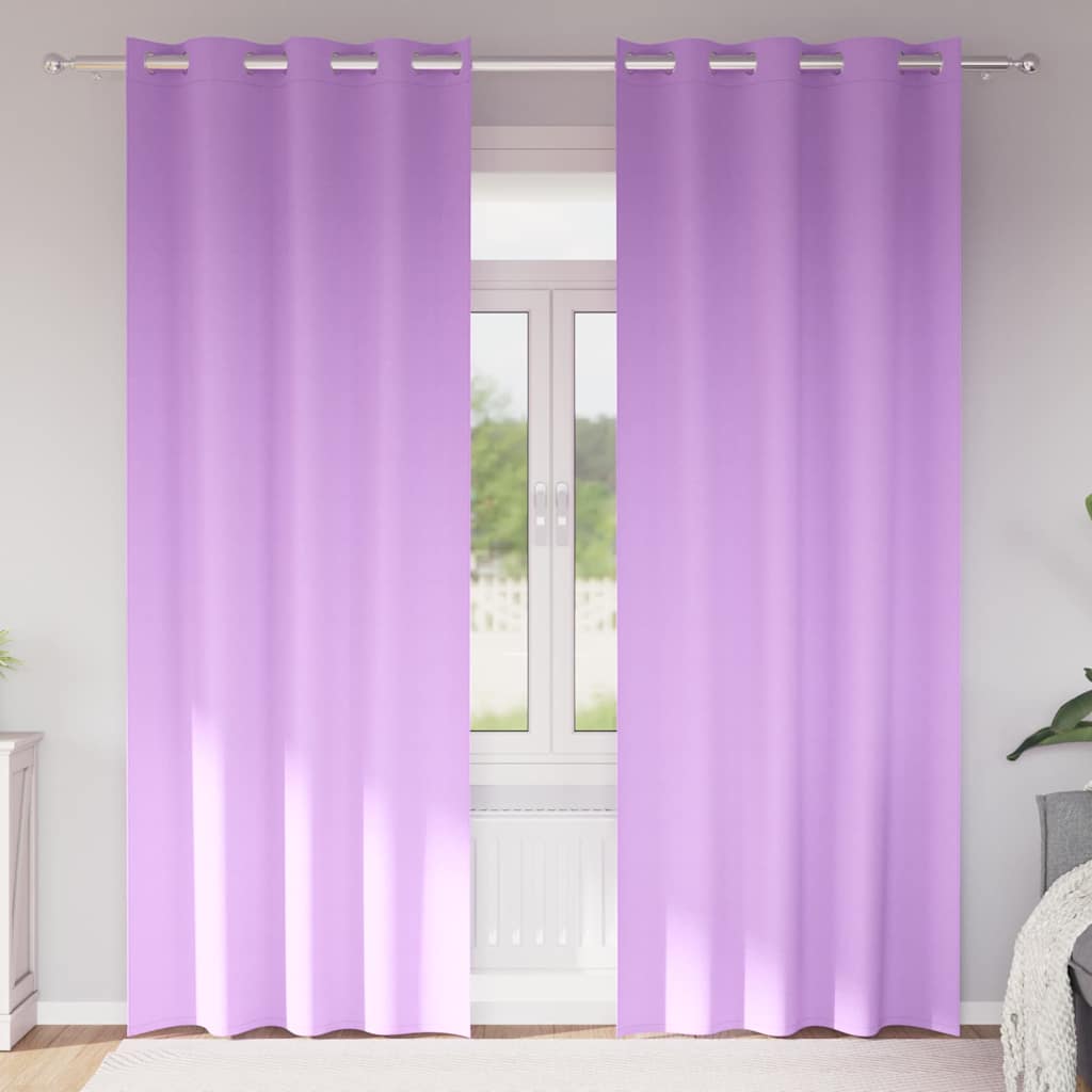 Fekete Függöny Gyűrűkkel 2 db Lila 225 x 140 cm Poliészter