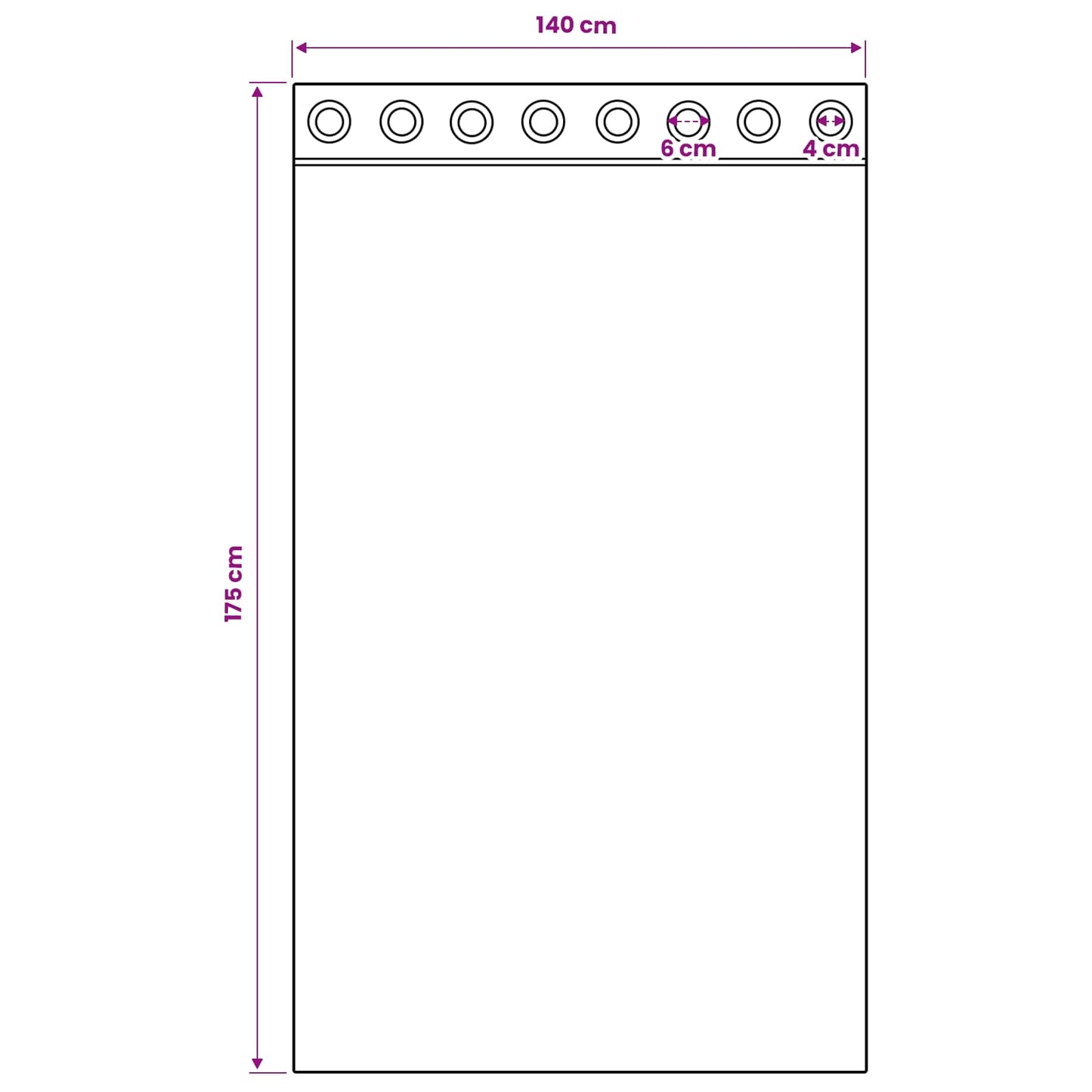 Fekete Függöny Gyűrűkkel 2 db Tiszta Fehér 175 x 140 cm